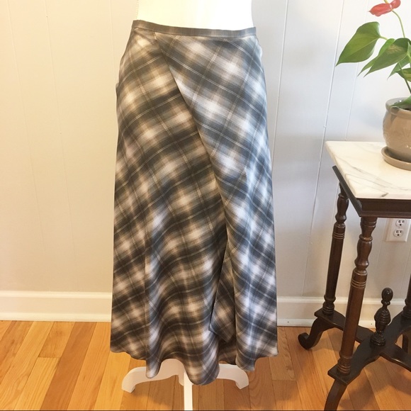 Vince Dresses & Skirts - Vince 100% Silk-A Line Drape Skirt Shadow Plaid 12